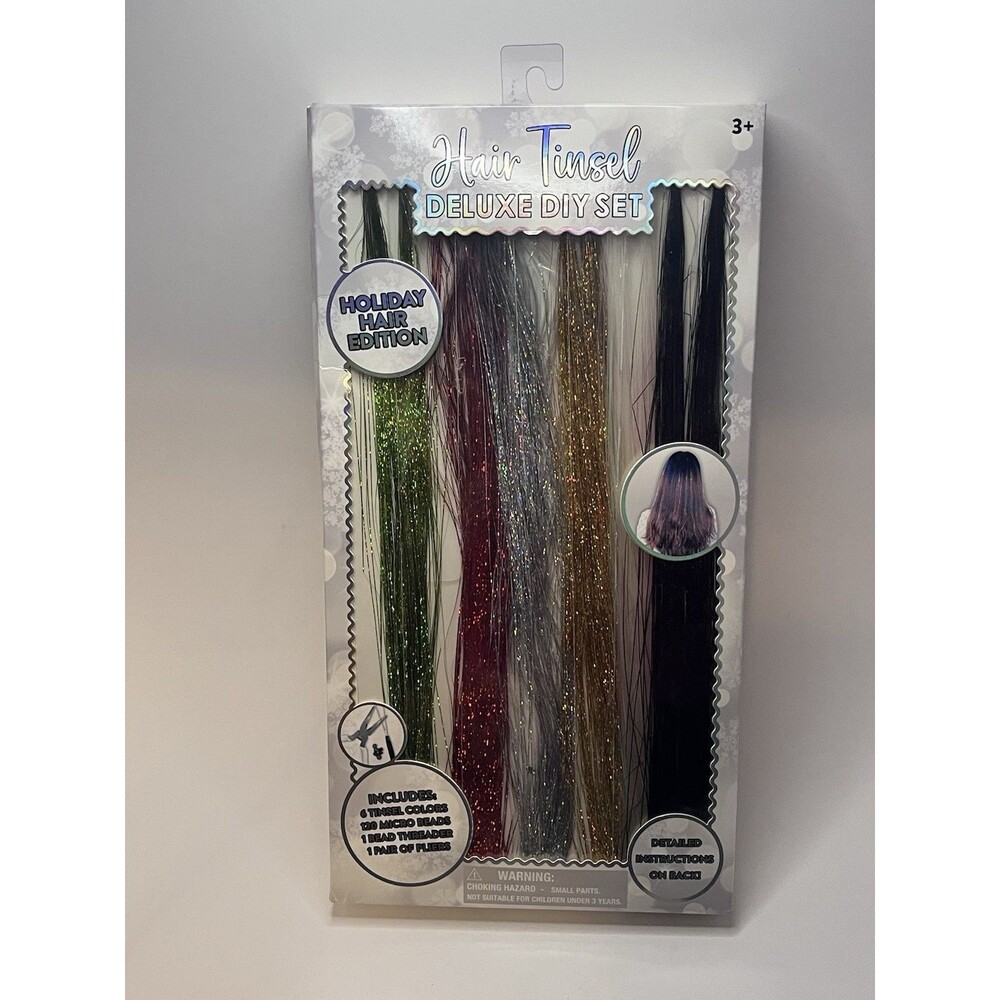 Hair Tinsel Deluxe DIY Set Holiday Hair Kit 6 Colors Beads & Tools